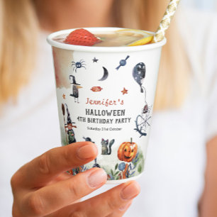 Gobelets En Papier Belle Aquarelle Anniversaire de enfant Halloween