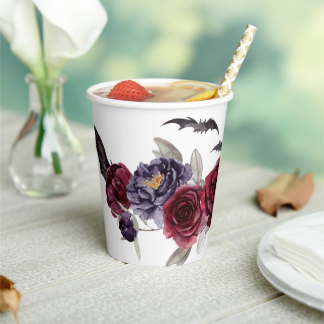Gobelets En Papier Belle déplaisante | Roses gothiques foncés avec ch (Insitu)