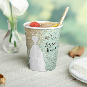 Gobelets En Papier Belle Fête des mariées - Mint Green