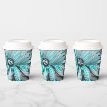 Belle impression Florale Turquoise Bleue