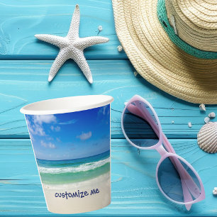 Gobelets En Papier Belle plage Photo Custom Seaside Mariage Party