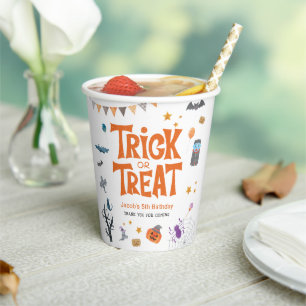 Gobelets En Papier Belle Trick ou traiter Halloween 5e anniversaire f