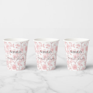 Gobelets En Papier Belles Roses Roses Fleurie Fête de Mariée