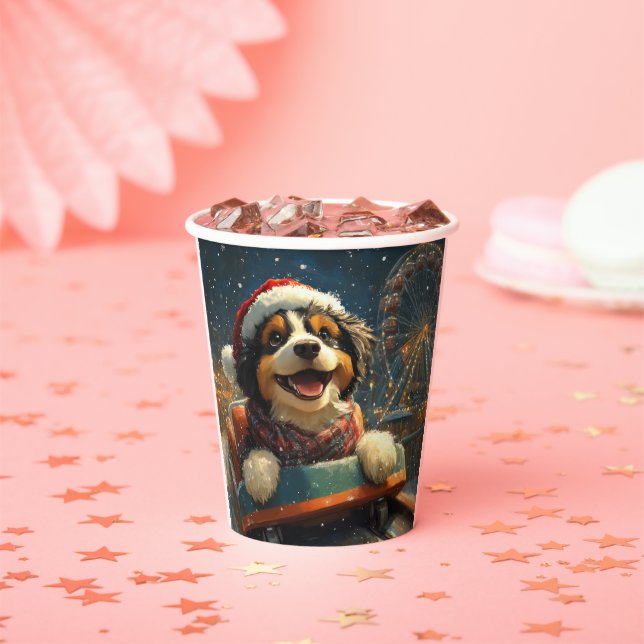 Gobelets En Papier Bernedoodle Roller Dessous de verre Noël (Insitu)