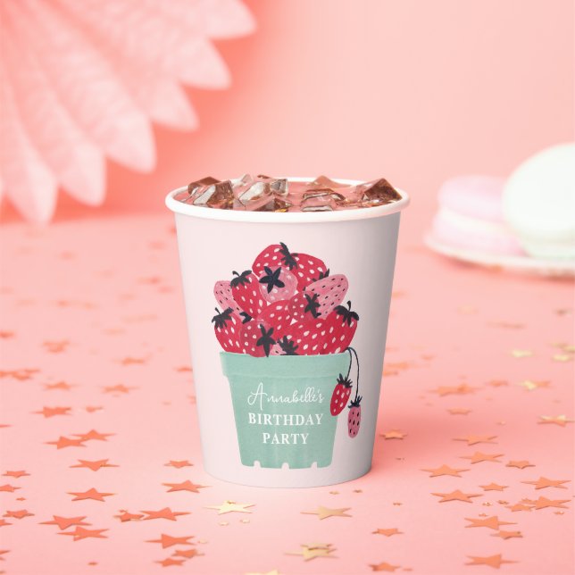 Gobelets En Papier Berry First Birday Party fraise (Insitu)