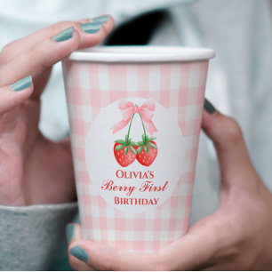 Gobelets En Papier Berry First Strawberry anniversaire Rose Bow Gingh