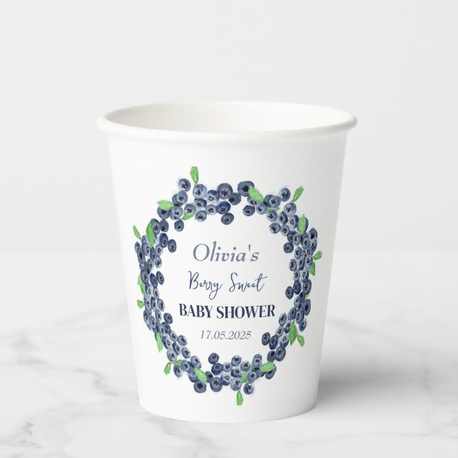 Gobelets En Papier Berry Sweet Baby shower Blueberry Baby Girl Boy (Recto)