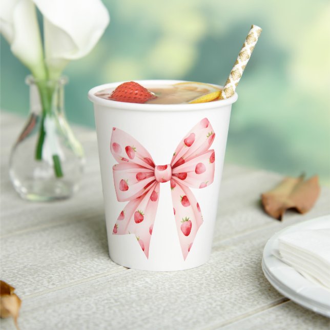 Gobelets En Papier Berry Sweet Baby shower Coquette Bow (Insitu)