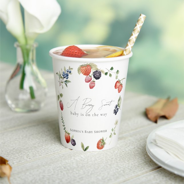 Gobelets En Papier Berry Sweet Berries Baby shower fille (Insitu)