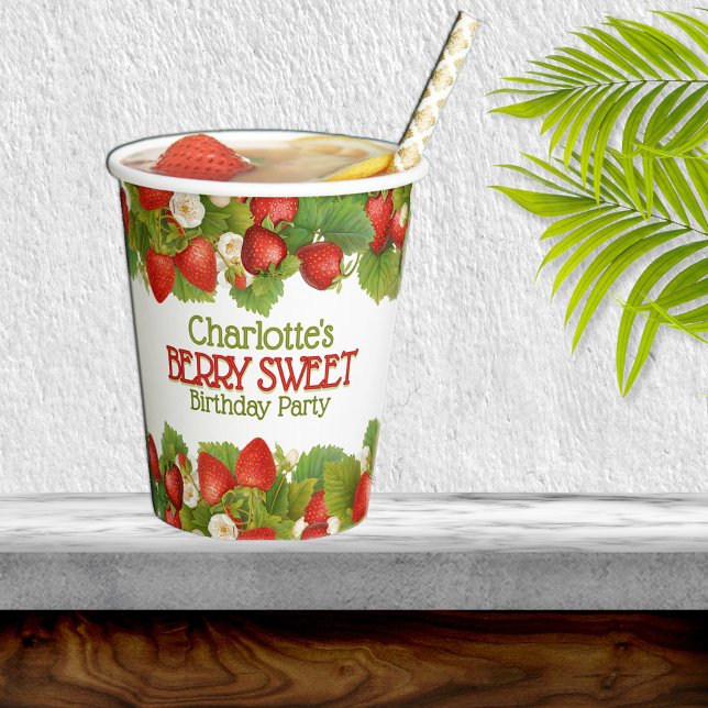Gobelets En Papier Berry Sweet Strawberry Thème Anniversaire (Créateur téléchargé)
