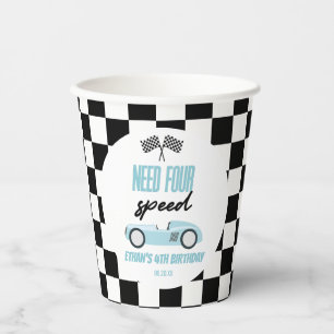 Gobelets En Papier Besoin de quatre Speed Blue Race Car 4e fête d'ann