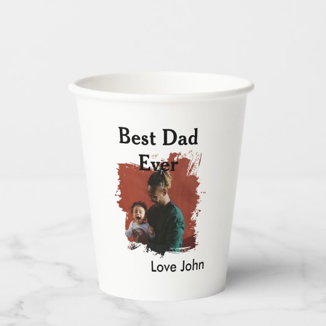 Gobelets En Papier Best dad ever father's dad gift photo name simple  (Recto)
