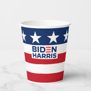 Gobelets En Papier Biden Harris Red White and Blue Stars and Stripe