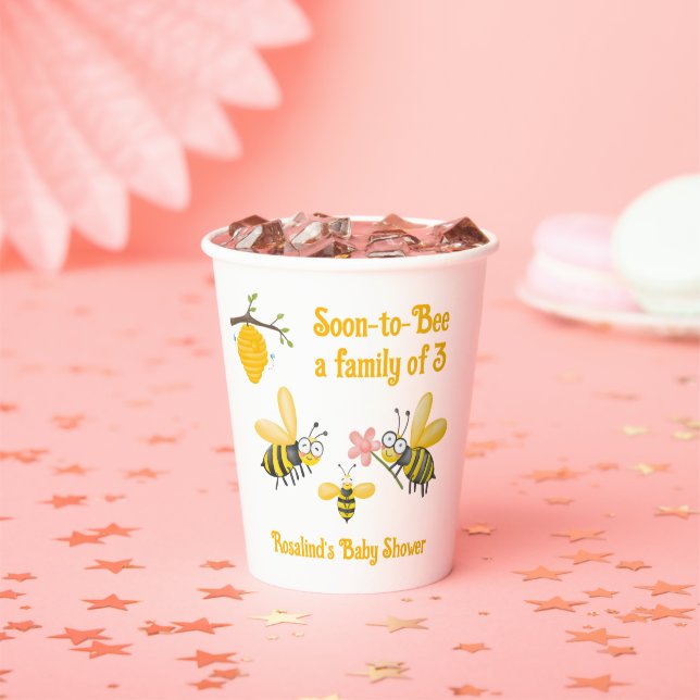 Gobelets En Papier Bientôt Une Famille De 3 Baby showers (Insitu)