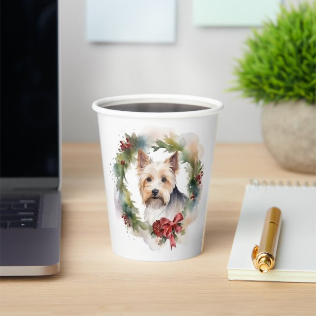 Gobelets En Papier Biewer Terrier Noël Wreath Festive Pup (Insitu)