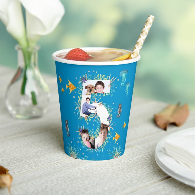 Gobelets En Papier Big 5th Under the Sea Anniversaire Photo Collage (Insitu)