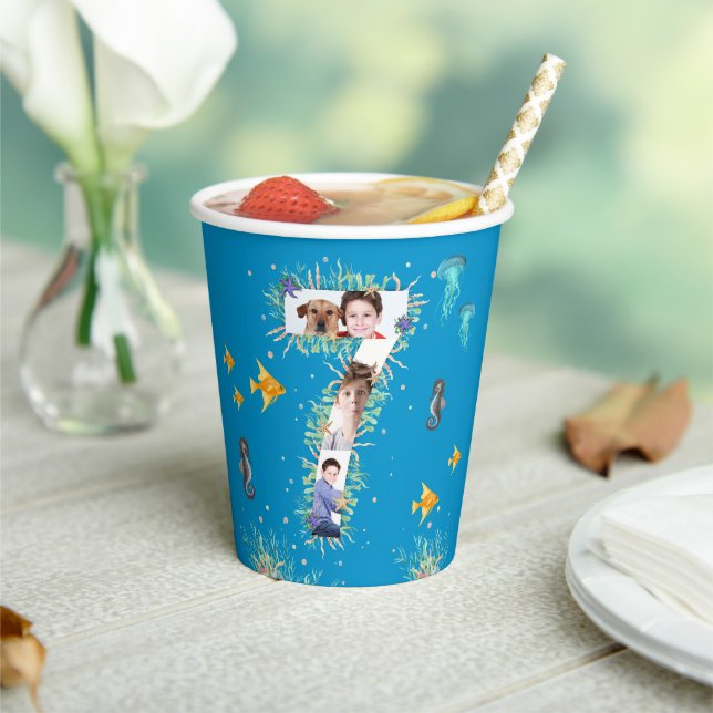 Gobelets En Papier Big 7th Under the Sea Anniversaire Photo Collage (Insitu)