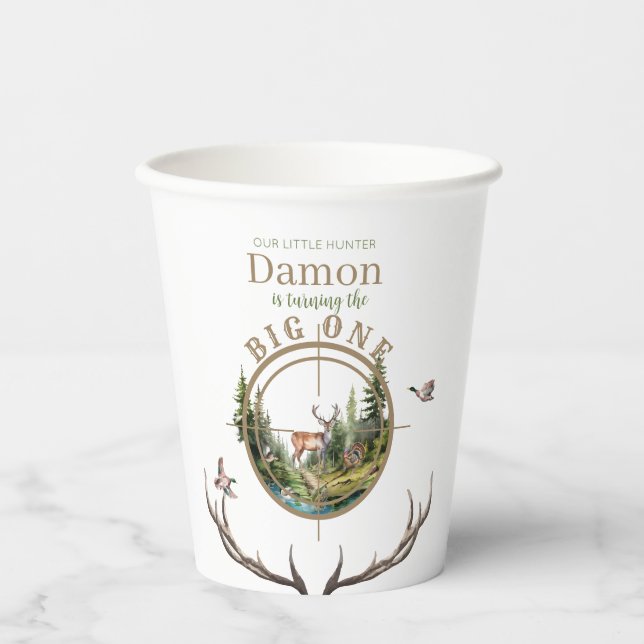 Gobelets En Papier Big One Hunting First Birthday (Recto)