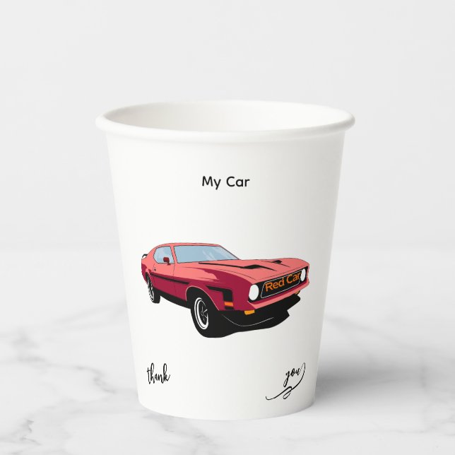 Gobelets En Papier Big Red Car Paper Cup – Custom Text Party Cup (Recto)