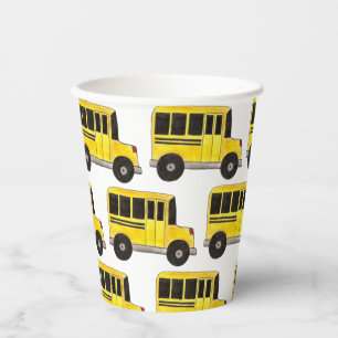 Gobelets En Papier Big Yellow School Bus Enseignant Conducteur Éducat