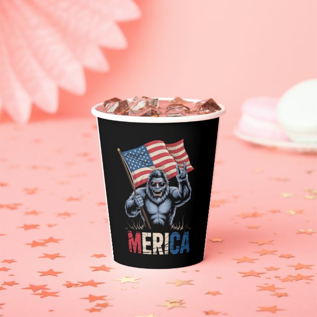 Gobelets En Papier Bigfoot Merica Rock drapeau américain patriotique (Insitu)