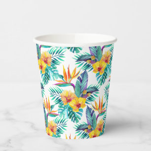 Gobelets En Papier Bird Of Paradise & Orchid Motif