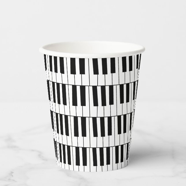 Gobelets En Papier Black and White Piano Keys Pianist Musician Party (Recto)