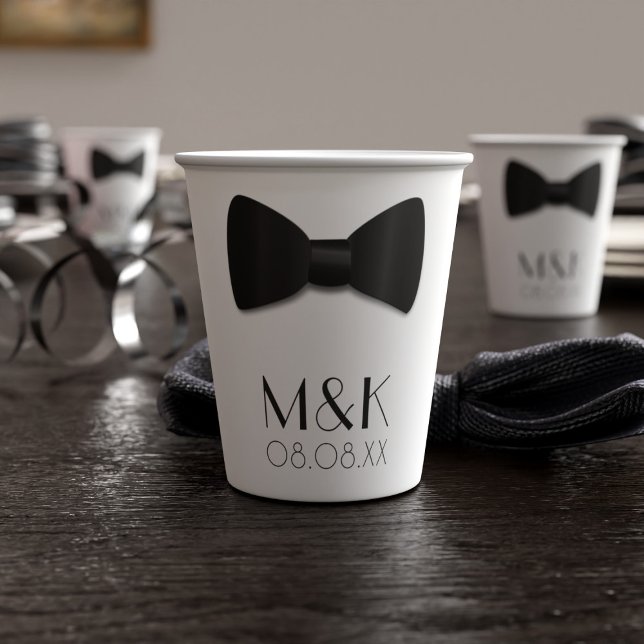 Gobelets En Papier Black Cravate Gatsby 1920 Coupes Mariage Livre bla (also available in 8 oz size (check stock availability))