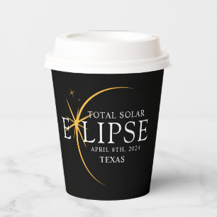 Gobelets En Papier Black & Gold 2024 Texas Total Solar Eclipse