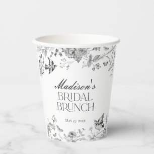 Gobelets En Papier Black Toile De Jouy Vintage Floral Bridal Brunch