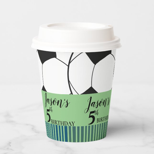 Gobelets En Papier Black White Football Anniversaire de enfant Party (Recto)