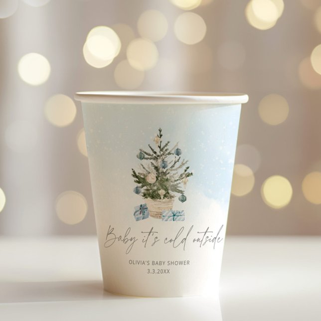Gobelets En Papier Bleu bébé d'hiver son froid dehors baby shower (Créateur téléchargé)