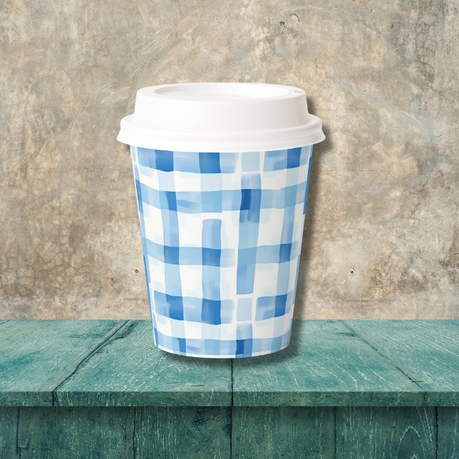 Gobelets En Papier Bleu classique et blanc En vichy À damiers Motif (Créateur téléchargé)