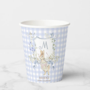 Gobelets En Papier Bleu En vichy Peter le Baby shower Rabbit MUTED BL