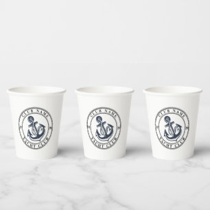 Gobelets En Papier Bleu Marine Ancre nautique club bateau marina