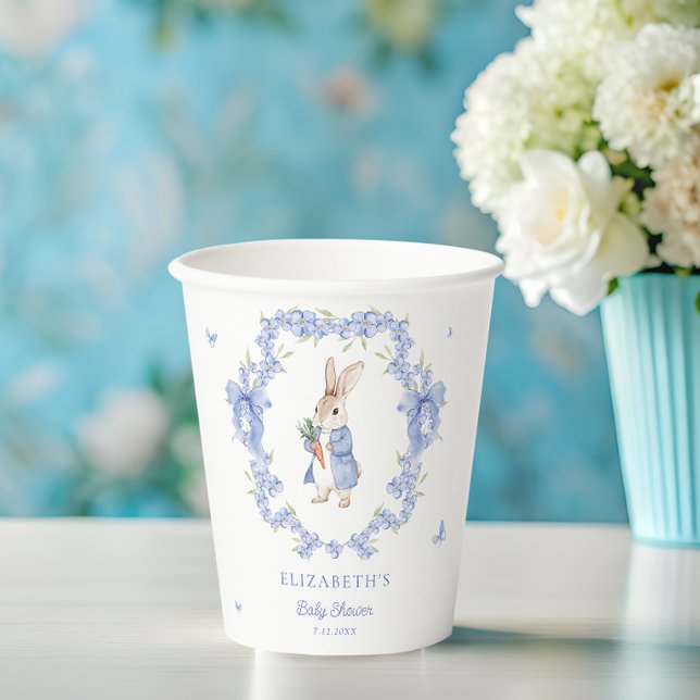 Gobelets En Papier Bleu Peter Rabbit Boy Baby shower Cups en papier (Créateur téléchargé)