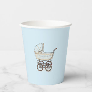 Gobelets En Papier Bleu poussette bébé garçon douche