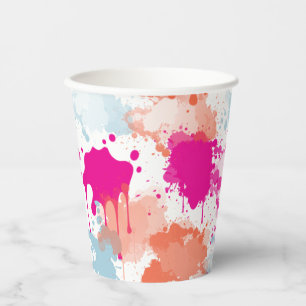 Gobelets En Papier Bleu rose orange Abstrait Peinture