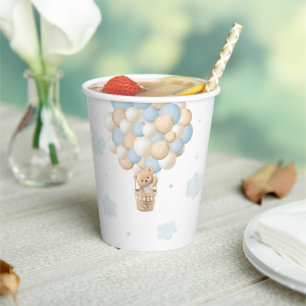 Gobelets En Papier Bleu Teddy Bear Baby shower à air chaud