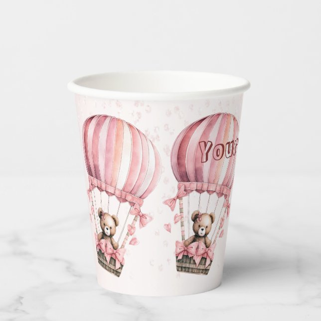 Gobelets En Papier Blonde en Teddy Bear Rose Cute Hot Air (Recto)