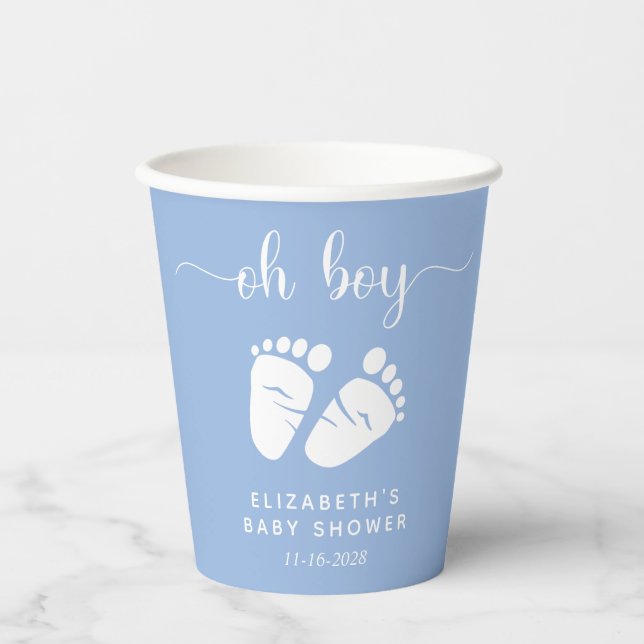 Gobelets En Papier Blue Feet Baby Boy Douche (Recto)