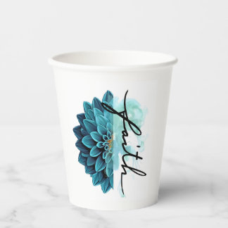 Gobelets En Papier Blue Floral Faith