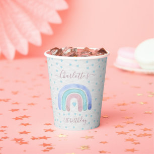 Gobelets En Papier Blue Purple Pastel Arc-en-ciel Premier anniversair