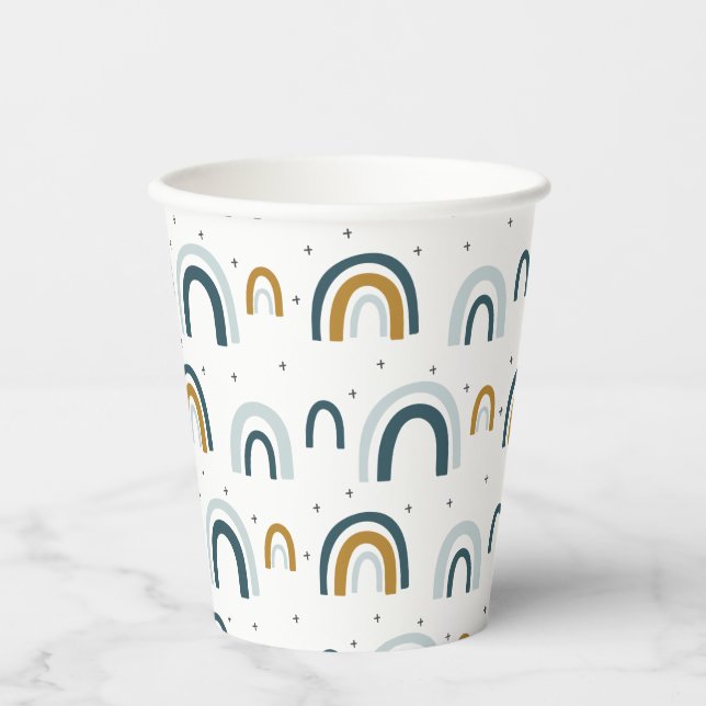 Gobelets En Papier Blue Rainbow boy fête d'anniversaire (Recto)
