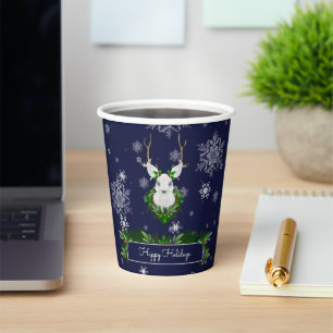 Gobelets En Papier Blue Reindeer Paper Cup