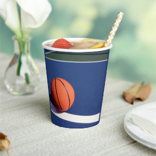 Gobelets En Papier Blue Sports Birday Party Court & Basketball