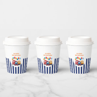 Gobelets En Papier Blue Striped Truck Birthday Theme