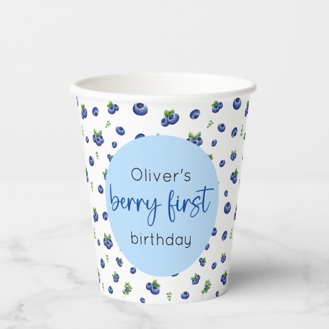 Gobelets En Papier Blueberry 1er anniversaire Berry First (Recto)