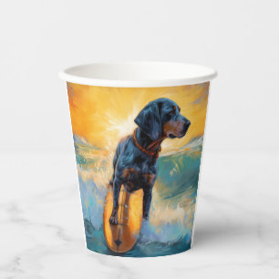 Gobelets En Papier Bluetick Coonhound Beach Plage Plage de surf Peint