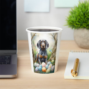 Gobelets En Papier Bluetick Coonhound Chien avec Oeufs de Pâques Fête